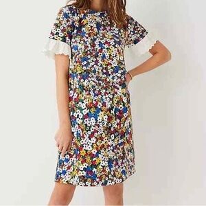 NWOT Ann Taylor Floral Eyelet Cuff Cotton Dress